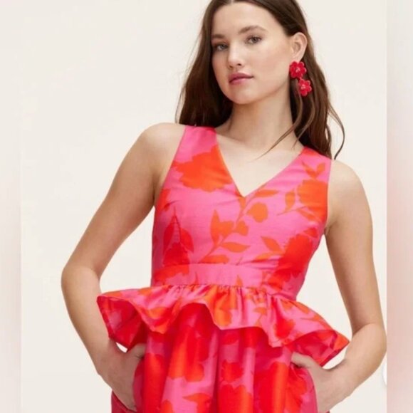 Kate Spade x Target Classic Rose Peplum Midi Dress - Size 10 - Picture 2 of 9